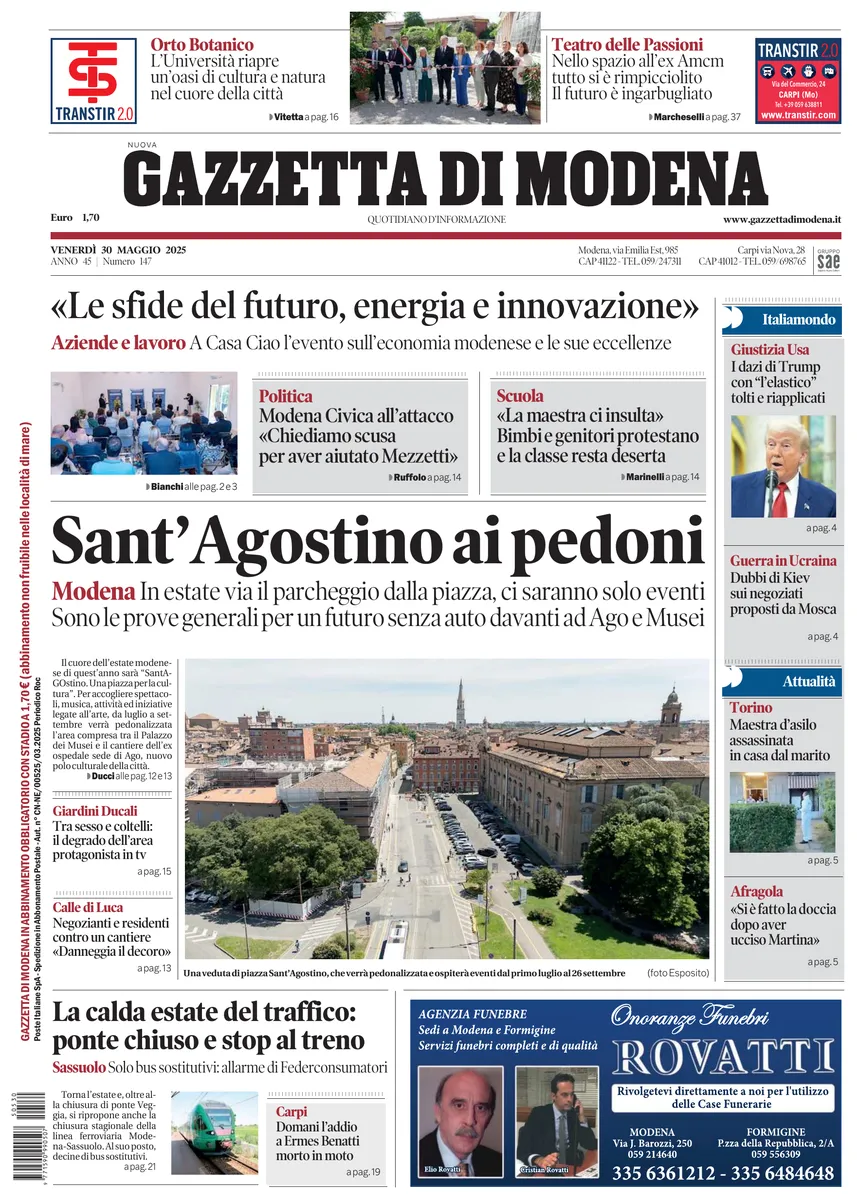 Prima-pagina-gazzetta di modena-oggi-edizione-del-2025-05-30